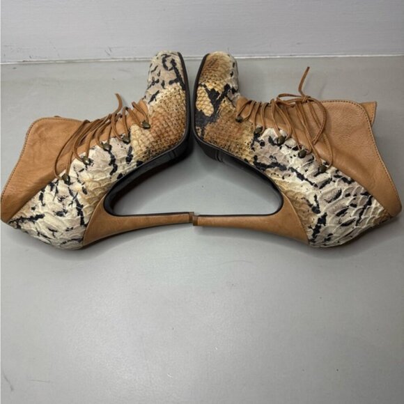 Limited Edition Mimosa Leopard & Beige Leather Booties – Size 7 – Made in Italy - Picture 12 of 16